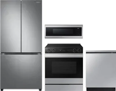 4 Piece Package Includes Refrigerator, Range, Microwave And Dishwasher