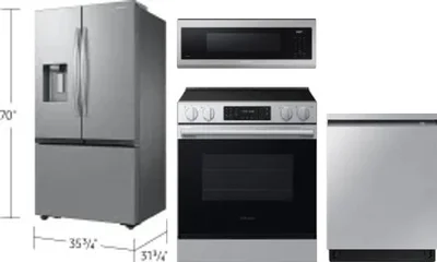 4 Piece Package Includes Refrigerator, Range, Microwave And Dishwasher