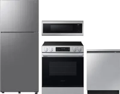 4 Piece Package Includes Refrigerator, Range, Microwave And Dishwasher