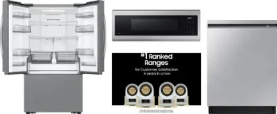 4 Piece Package Includes Refrigerator, Range, Microwave And Dishwasher