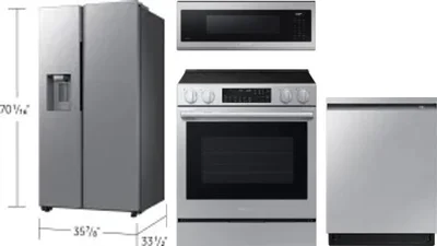 4 Piece Package Includes Refrigerator, Range, Microwave And Dishwasher