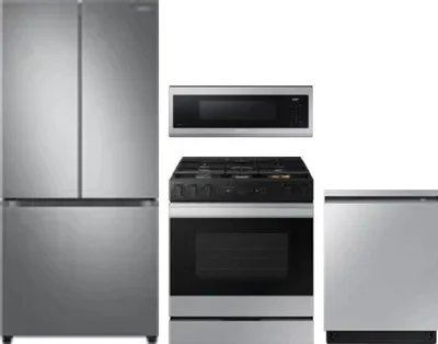 4 Piece Package Includes Refrigerator, Range, Microwave And Dishwasher