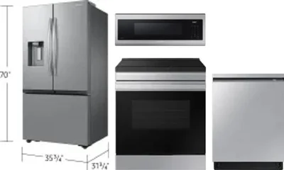 4 Piece Package Includes Refrigerator, Range, Microwave And Dishwasher
