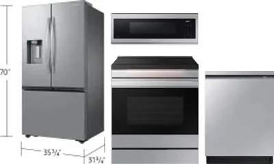 4 Piece Package Includes Refrigerator, Range, Microwave And Dishwasher