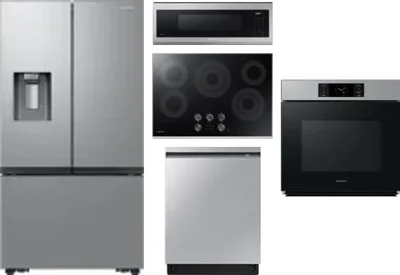 5 Piece Package Includes Refrigerator, Cooktop, Wall Oven, Microwave And Dishwasher