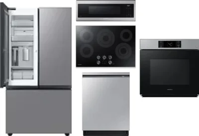 5 Piece Package Includes Refrigerator, Cooktop, Wall Oven, Microwave And Dishwasher