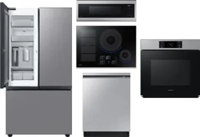 5 Piece Package Includes Refrigerator, Cooktop, Wall Oven, Microwave And Dishwasher