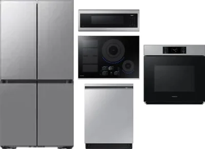 5 Piece Package Includes Refrigerator, Cooktop, Wall Oven, Microwave And Dishwasher