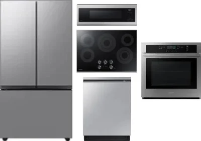 5 Piece Package Includes Refrigerator, Cooktop, Wall Oven, Microwave And Dishwasher