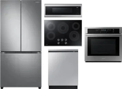 5 Piece Package Includes Refrigerator, Cooktop, Wall Oven, Microwave And Dishwasher