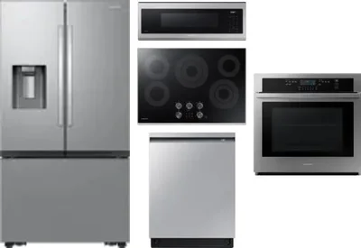 5 Piece Package Includes Refrigerator, Cooktop, Wall Oven, Microwave And Dishwasher