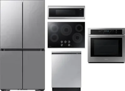 5 Piece Package Includes Refrigerator, Cooktop, Wall Oven, Microwave And Dishwasher