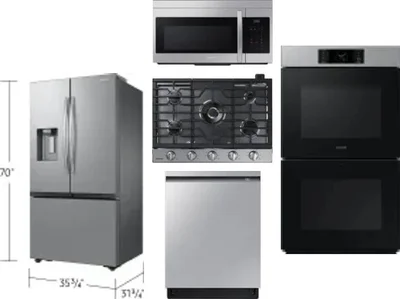 5 Piece Package Includes Refrigerator, Cooktop, Wall Oven, Microwave And Dishwasher