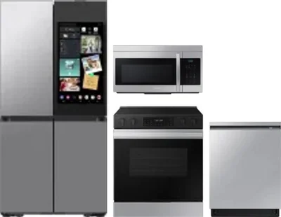4 Piece Package Includes Refrigerator, Range, Microwave And Dishwasher