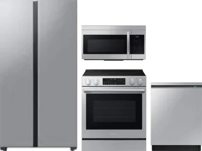 4 Piece Package Includes Refrigerator, Range, Microwave And Dishwasher