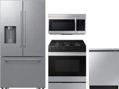 4 Piece Package Includes Refrigerator, Range, Microwave And Dishwasher
