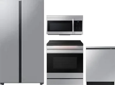 4 Piece Package Includes Refrigerator, Range, Microwave And Dishwasher