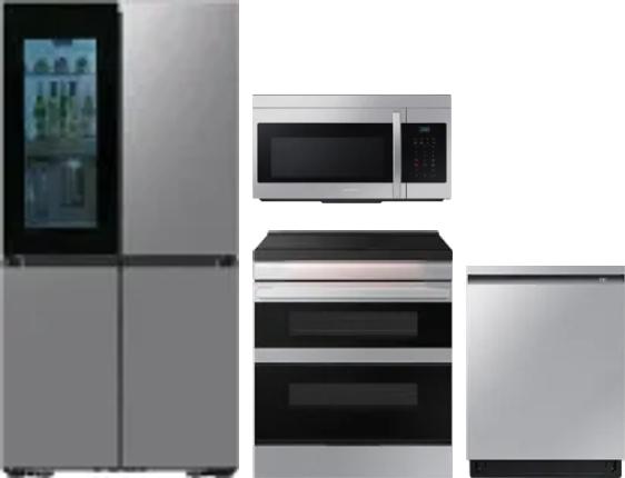 4 Piece Package Includes Refrigerator, Range, Microwave And Dishwasher