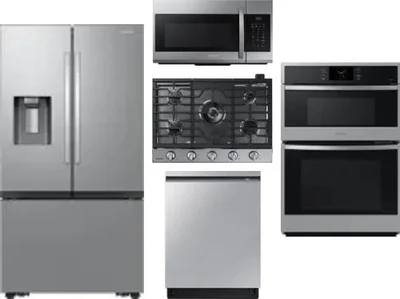 5 Piece Package Includes Refrigerator, Cooktop, Wall Oven, Microwave And Dishwasher