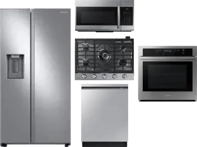 5 Piece Package Includes Refrigerator, Cooktop, Wall Oven, Microwave And Dishwasher