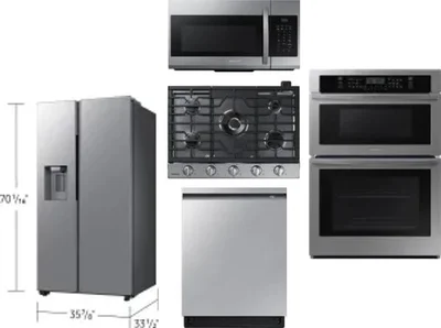 5 Piece Package Includes Refrigerator, Cooktop, Wall Oven, Microwave And Dishwasher
