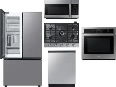 5 Piece Package Includes Refrigerator, Cooktop, Wall Oven, Microwave And Dishwasher