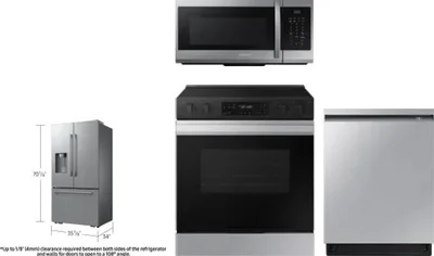 4 Piece Package Includes Refrigerator, Range, Microwave And Dishwasher