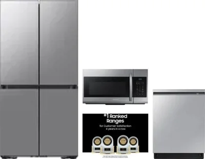 4 Piece Package Includes Refrigerator, Range, Microwave And Dishwasher