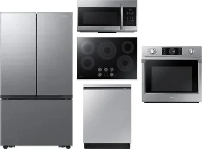 5 Piece Package Includes Refrigerator, Cooktop, Wall Oven, Microwave And Dishwasher