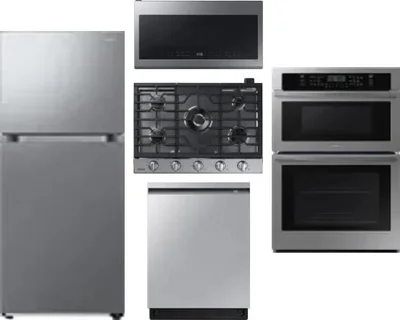 5 Piece Package Includes Refrigerator, Cooktop, Wall Oven, Microwave And Dishwasher