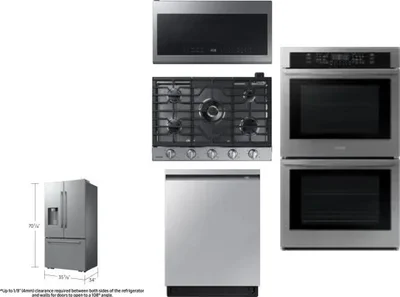 5 Piece Package Includes Refrigerator, Cooktop, Wall Oven, Microwave And Dishwasher