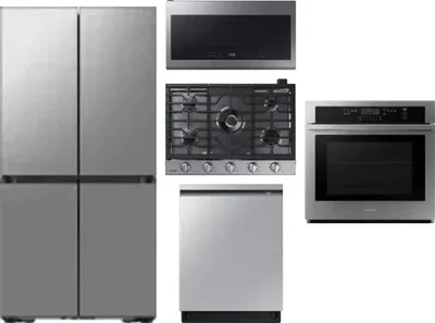 5 Piece Package Includes Refrigerator, Cooktop, Wall Oven, Microwave And Dishwasher