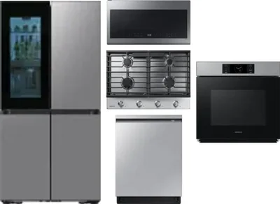 5 Piece Package Includes Refrigerator, Cooktop, Wall Oven, Microwave And Dishwasher