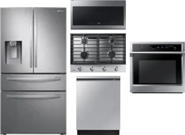 5 Piece Package Includes Refrigerator, Cooktop, Wall Oven, Microwave And Dishwasher