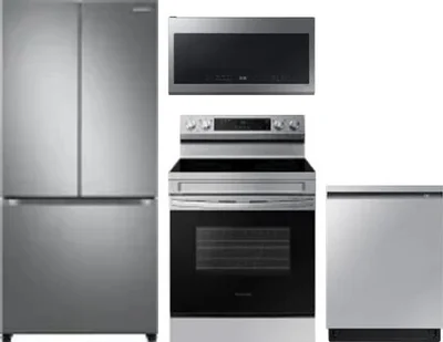 4 Piece Package Includes Refrigerator, Range, Microwave And Dishwasher