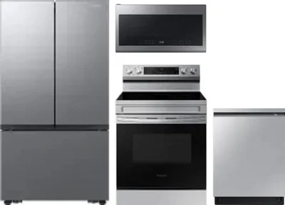 4 Piece Package Includes Refrigerator, Range, Microwave And Dishwasher