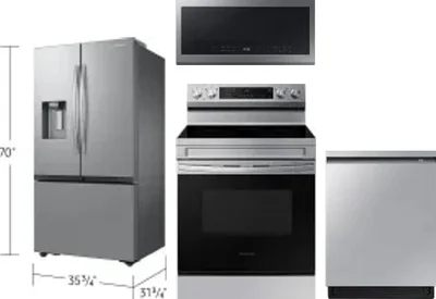 4 Piece Package Includes Refrigerator, Range, Microwave And Dishwasher