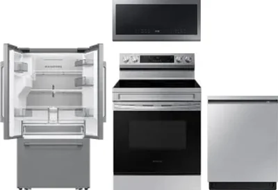 4 Piece Package Includes Refrigerator, Range, Microwave And Dishwasher