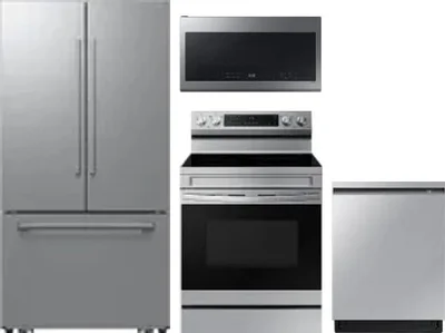 4 Piece Package Includes Refrigerator, Range, Microwave And Dishwasher