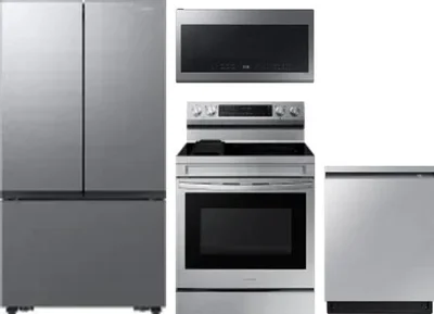 4 Piece Package Includes Refrigerator, Range, Microwave And Dishwasher