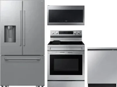 4 Piece Package Includes Refrigerator, Range, Microwave And Dishwasher