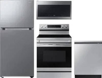 4 Piece Package Includes Refrigerator, Range, Microwave And Dishwasher
