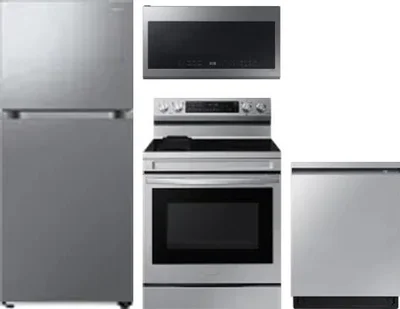 4 Piece Package Includes Refrigerator, Range, Microwave And Dishwasher