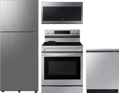 4 Piece Package Includes Refrigerator, Range, Microwave And Dishwasher