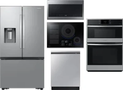 5 Piece Package Includes Refrigerator, Cooktop, Wall Oven, Microwave And Dishwasher