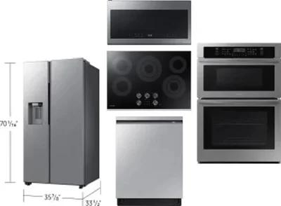 5 Piece Package Includes Refrigerator, Cooktop, Wall Oven, Microwave And Dishwasher