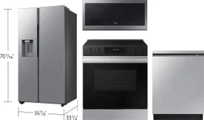4 Piece Package Includes Refrigerator, Range, Microwave And Dishwasher