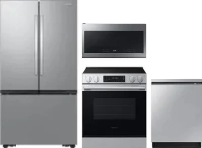 4 Piece Package Includes Refrigerator, Range, Microwave And Dishwasher
