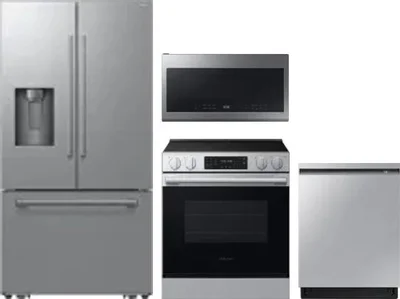 4 Piece Package Includes Refrigerator, Range, Microwave And Dishwasher