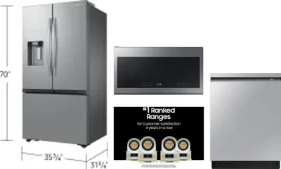4 Piece Package Includes Refrigerator, Range, Microwave And Dishwasher